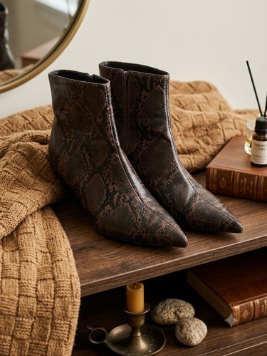 Brown black snakeskin style - black,
