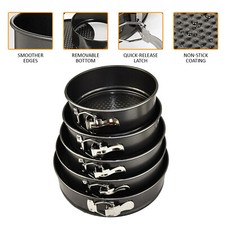 SET OF 5 ROUND CAKE MAKING TINS NON STICK BAKING BAKE TRAY HOME PARTY WEDDING