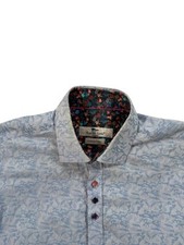 Claudio Lugli Men’s Blue Floral Pure Cotton Shirt - Size Large