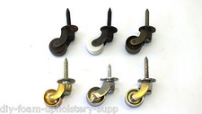 Brass castors 1" screw plate Brass, Chrome, Ceramic Wheel, Black Nickel, Antique