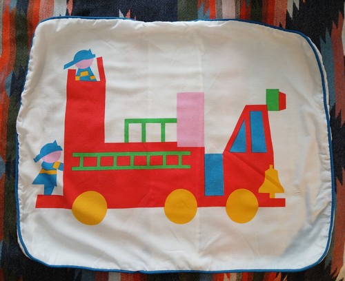 Vtg boys fire truck pillow - boys,