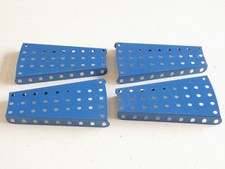 4 x Meccano Flanged Sector Plate Part 54 Repainted Blue Stamped MMIE