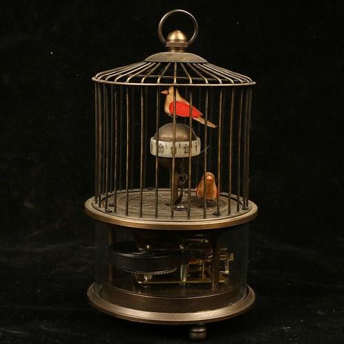 Brass mechanical clock bird - brass,