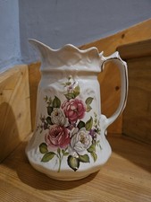 James Kent Old Foley Harmony Rose porcelain jug, floral pitcher England
