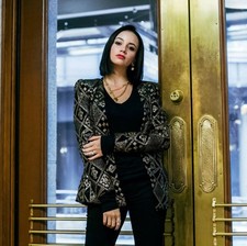 Zara Black Gold Sequin Velvet