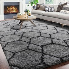 Fluffy Rugs Large Shaggy Rug Living Room Bedroom Anti-Slip Soft Carpet Floor Mat