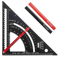 Adjustable Roofing Square 12-Inch, Aluminum Alloy Rafter Square, Metric & Imperi
