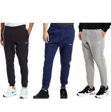 Nike Swoosh Fleece Joggers Nike Club Trousers Bottoms-Black-Blue-Grey-S-M-L-XL