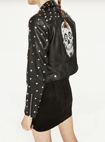 Nwot zara skull biker jacket - skull,