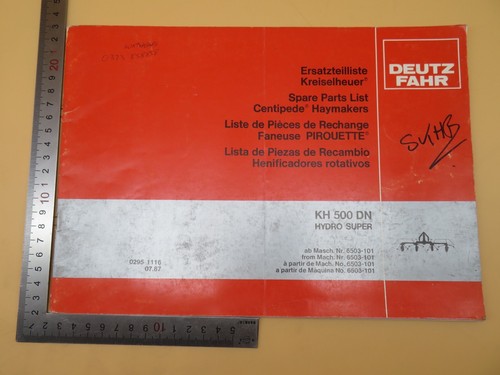 Deutz fahr spare parts list - deutz, kh
