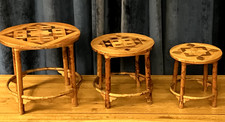 Bamboo & Parquetry Tables - Nest of 3