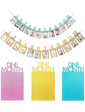 Happy Birthday 12 Months Photo Frame Baby Shower Bunting Banner Picture Cards