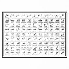99 Names of Allah Poster Arabic & English Islamic Poster - A4 A3 A2 A1