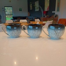 3 x Denby Halo l Stoneware Mugs/Cups. Very Good Condition. 8cm high