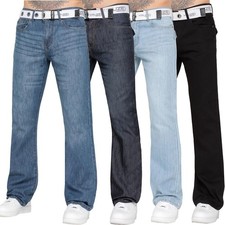 Kruze Mens Bootcut Jeans Wide