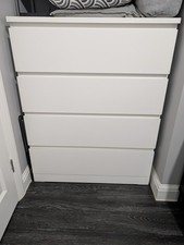 IKEA Malm Chest of 4 Drawers, White, 80x100 Cm, Modern Bedroom Storage Unit