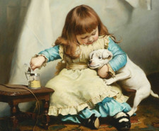 Little Girl with Puppy Dog by Charles Burton Barber