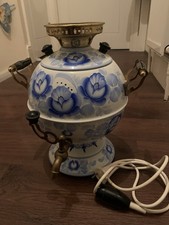 1990 Vtg Russian/Soviet Electric Samovar Hand Painted 3L Tea Pot USSR