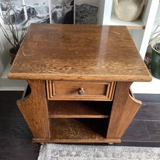Antique Wooden End Table With Magazine/newspaper Slots