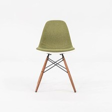 2016 Herman Miller Eames Green Upholstered DSW Side Chair with Walnut Dowel Base