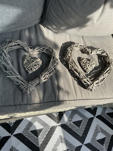 Wicker hearts hanging decor - wicker,