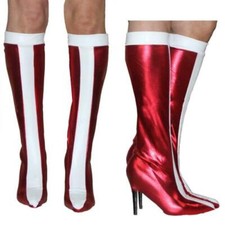 SUPER WOMAN HERO SUPER WONDER FANCY DRESS COSTUME BOOT & SHOE COVERS LADIES