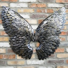 Silver Angel Wings Wall Art Metal Extra Large Industrial Fairy Decor Sculpture