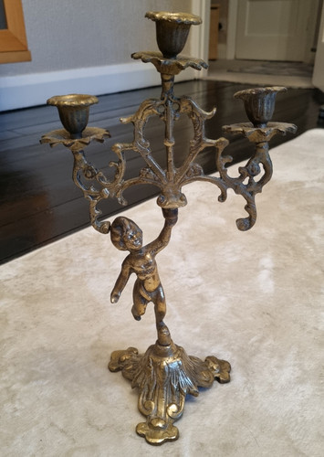 Antique brass arm candelabra - 3-arm,