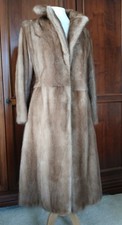 Genuine Real Golden Sable Mink Fur Coat Full Length Great Condition UK S / M
