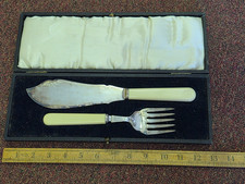 Antique large  Silver Plated hallmarked Fish Servers in original box