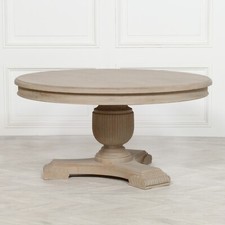 150cm Wooden Rustic Reclaimed Hand Carved French Pedestal Round Dining Table