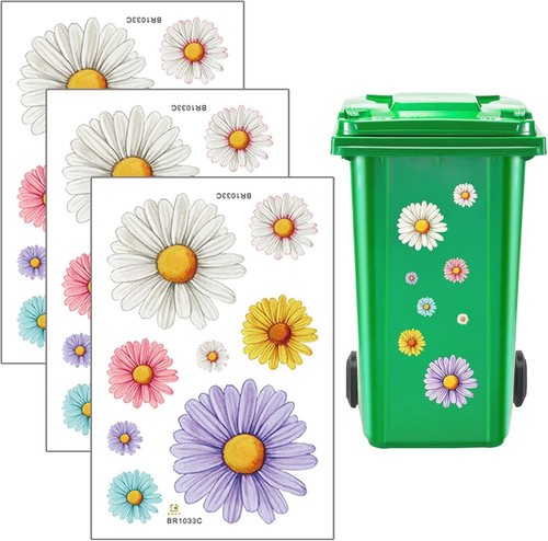 Wheelie bin stickers - wheelie, flowers