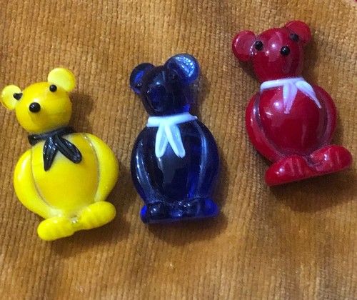 Vintage glass teddy bears - glass,