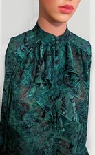 Zara Womens Frill Neck Paisley