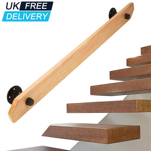 Wooden stair handrail step - handrail,