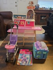 Lot Of 4 Assorted Barbie Babysitter Doll Furniture + Stroller Baby Carriage