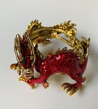 Butler and Wilson Crystal Enamel Chinese Dragon Snap Bangle Bracelet NEW