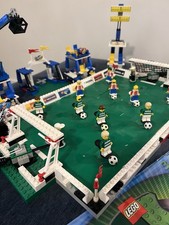 Lego Football Stadium, Supporter Stand, Floodlights And Team Bus Without People