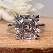 5.22Ct Asscher DVVS1 Moissanite Solitaire Engagement Ring 14K White Gold Plated