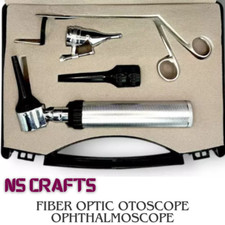 LED ENT Diagnostic Kit Fiber Optic Otoscope Ophthalmoscope with Alligator Clip