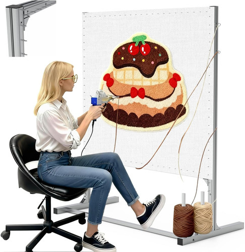 Rug tufting frame kit with - rug,