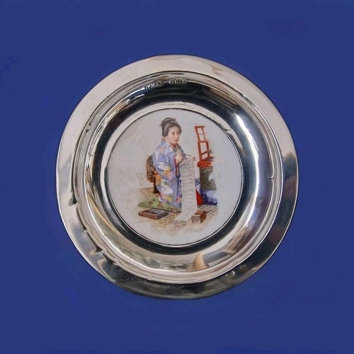Solid silver porcelain dish - solid,
