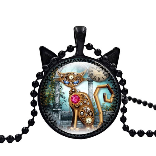 Black mechanical cat clock - mechanical,