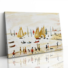 LS Lowry Yachts Painting Canvas Framed Print Picture Wall Art