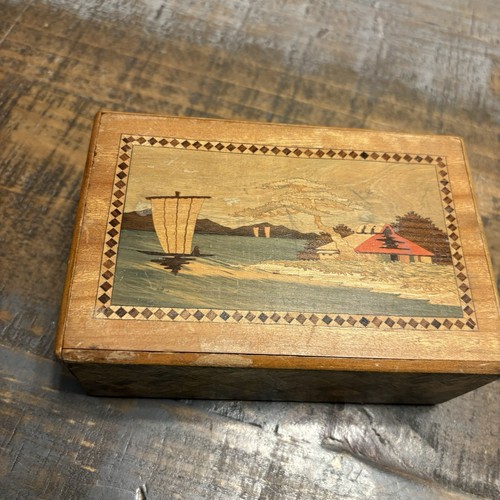 Vintage inlaid wood japanese - inlaid,