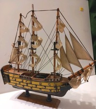 vintage HMS Victory - Highly detailed Wooden Ship Model on stand.. Old 
