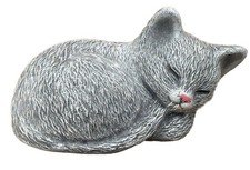 Stone Figurine Small Cat Sleeping Cast Stone Various Colours