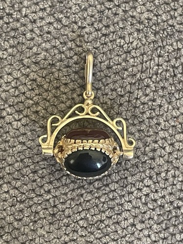 9ct gold rotating - 9ct, fob