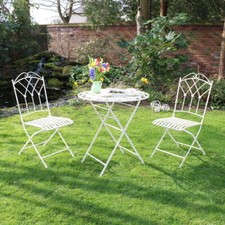 Antique Cream Bistro Set garden outdoor patio furniture vintage shabby chic