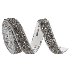 1 Yardx0.59" Crystal Rhinestone Ribbon Adhesive Strips, Gray